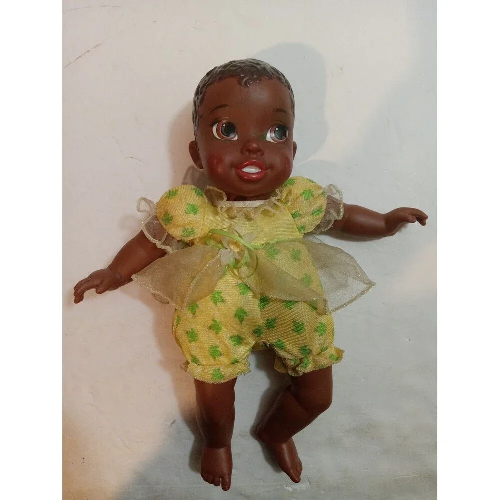 Disney Princess & Frog Black Baby Doll Soft Body Molded Hair Yellow Outfit